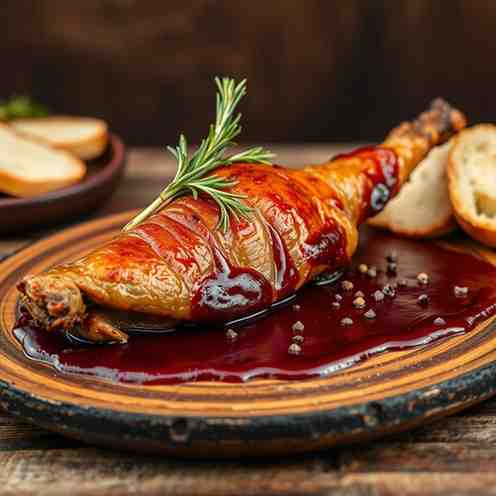 Roasted Kangaroo Leg with Red Wine Sauce